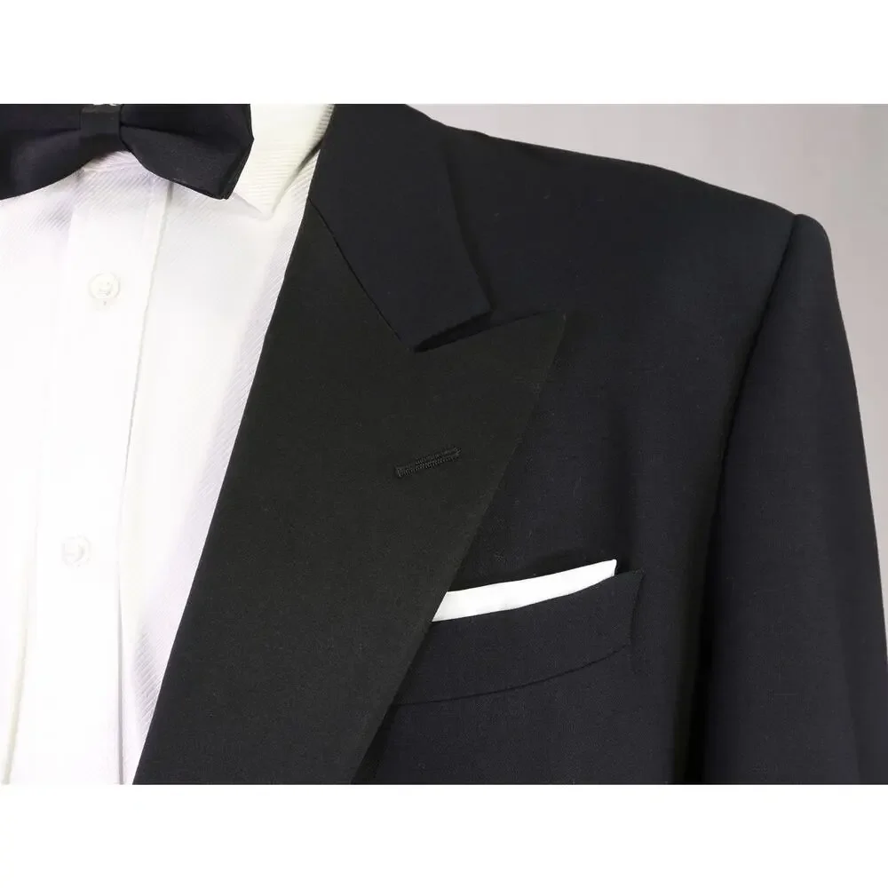 Lubiam Black Double Breasted Tuxedo Formal Wedding Blazer Jacket 42S